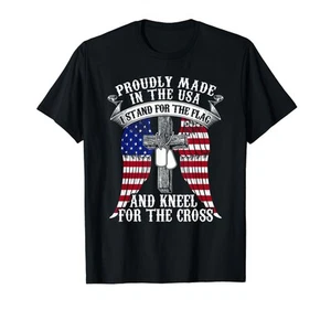 US Flag and Cross Religious Christian Patriotic Tee Shirt - Picture 1 of 2