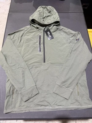 NWT MEN'S RALPH LAUREN RLX 1/2 ZIP HOODIE, SIZE: L, COLOR: GREEN (M9.9) - Image 1 of 3