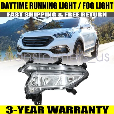 LED Passenger Fog Light DRL For 2017-2018 Hyundai Santa Fe Sport Right Side US - Image 1 of 4