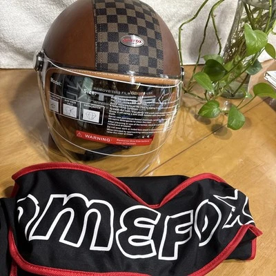 Casco de moto de cuero QUICKOOL AMEFOX talla M doble visera certificado DOT  Foto 1 de 4