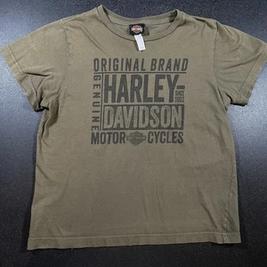 Harley Davidson Youth T-Shirt Size Medium Spell Out Olive Green Baby Tee - Picture 1 of 5