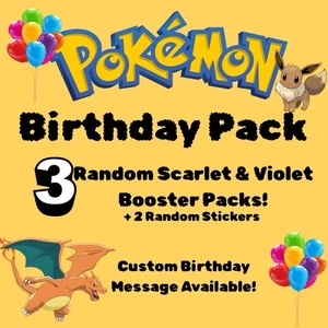 Pokémon Geburtstag Bundle - 3 Booster Packs + 2 Sticker in Mystery Geschenktüte - Bild 1 von 2