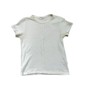 Rag & Bone Knit Short Sleeve Top Tee Small Cream Crew Neck Soft Stretch - Picture 1 of 9