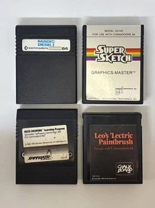 Vintage Lot (4) Commodore 64 Games Cartridges Super Sketch Magic Desk I Delta Dr - Picture 1 of 13