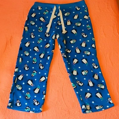 Pantalones de pijama de lana con patrón de pingüinos de vacaciones azul gloria descoloridos XL 16-18 Foto 1 de 4