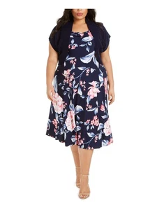 ROBBIE BEE Womens Navy Knit Bolero Jacket Plus 1X - Picture 1 of 9