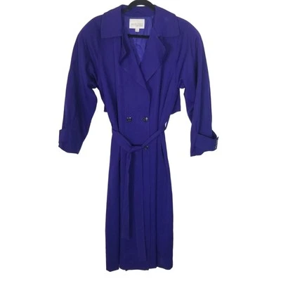 Gabardina Nordstrom Point Of View para mujer 4 azul doble botonadura de lana con cinturón Foto 1 de 4