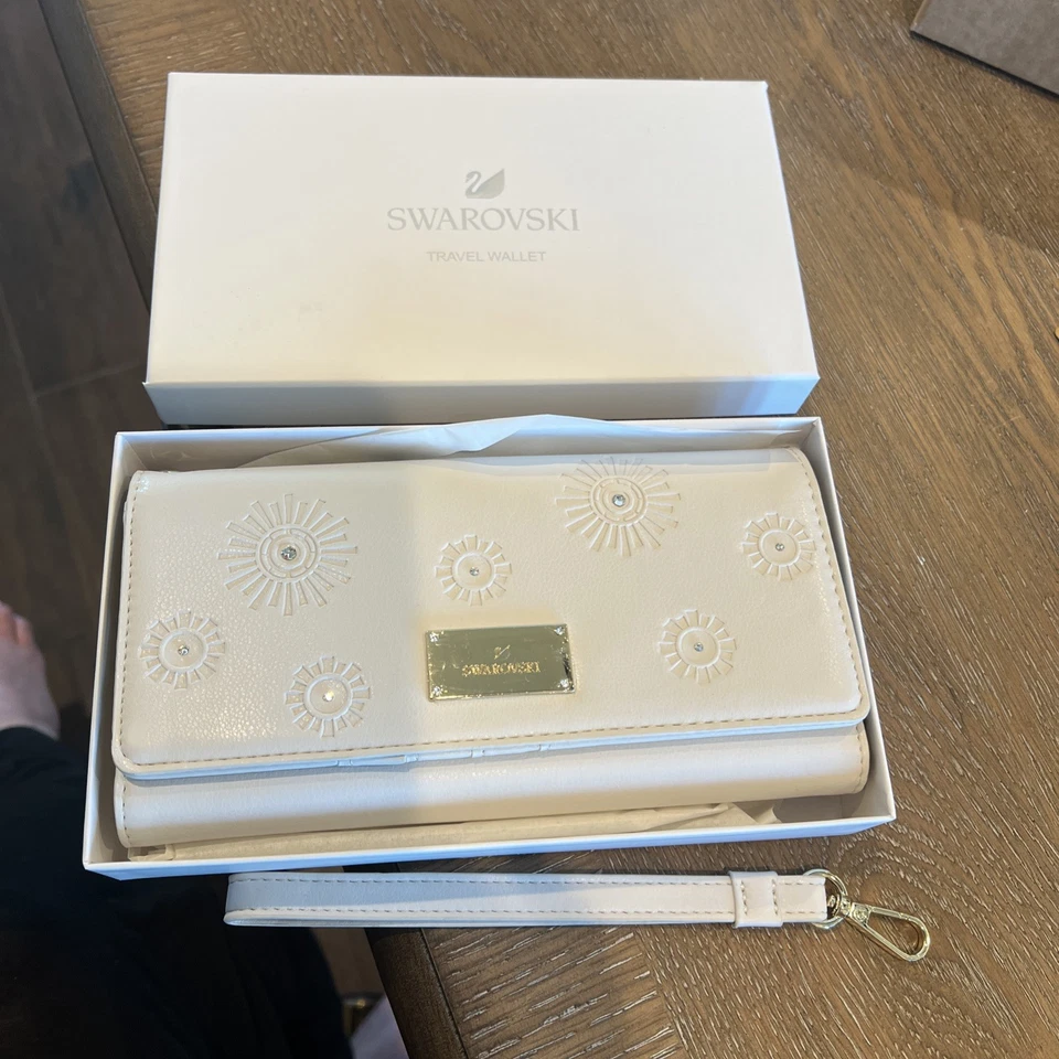 Swarovski Wristlet Travel Wallet Sand Beige 5493061 Authentic