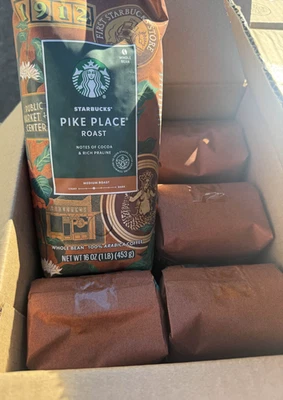 Starbucks Pike Place Roast Medium Roast Whole Bean 16oz 6 pack check bb - Image 1 of 3