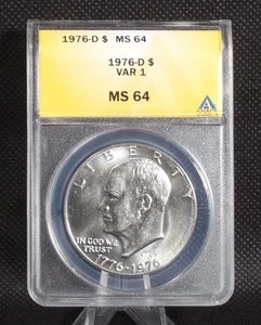 1976-D Eisenhower Ike Dollar Type 1 Reverse ANACS MS64 #3111 - Picture 1 of 2