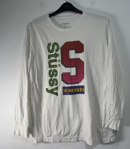 Stüssy Worldwide T-Shirt Herren Large Weiß Langarm Grafikdruck Y2K Skate - Bild 1 von 9