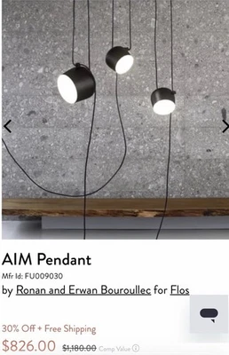 FLOS AIM LED PENDANT LIGHT FU009030 By Ronan and Erwan Bouroullec NEW MSRP $1180 - Image 1 of 4