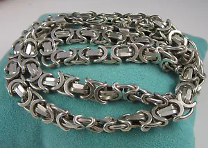 Estate Vintage Stunning Thick 23.5 Inch Long Sterling Silver 81.9 Gram Necklace - Picture 1 of 4