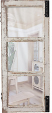 Farmhouse Wood Frame Window Mirror 14" X 33", Vertical Hanging Distressed White 