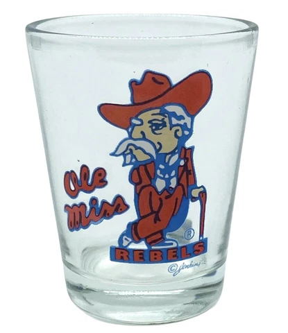 Ole Miss Rebels Colonel Reb Shot Glass-New Cover