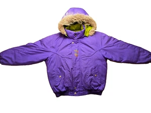 Reebok Vintage Retro Down Jacket ski boxy fit size M women violet RARE - Picture 1 of 14
