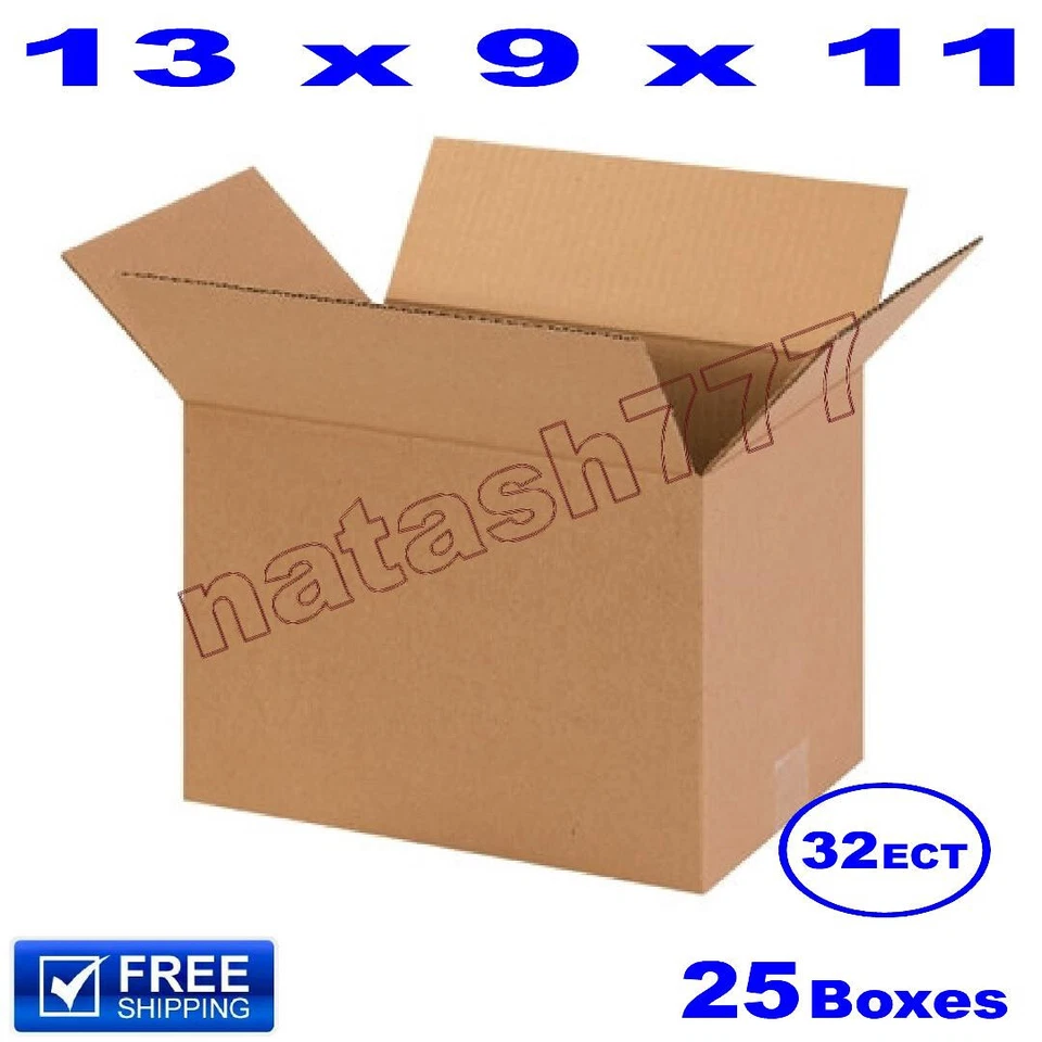 25 - 13x9x11 Cardboard Boxes 32-ECT Mailing Packing Shipping Corrugated Carton - Image 1 of 1