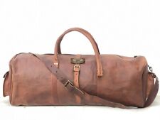 Men's New Bull Hide Leather Travel Gym Bag Weekend Overnight Duffle Bag # Gift