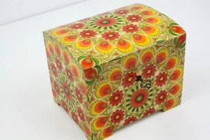 Wood handmade hinged lockable medium trinket chest box with key Moroccan style - Picture 1 of 9