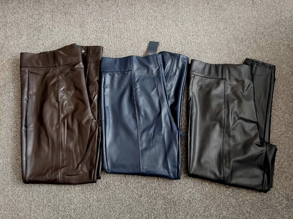 M&S LEATHER LOOK HIGH WAISTED LEGGINGS VARIOUS COLOURS NEW - Image 1 of 1