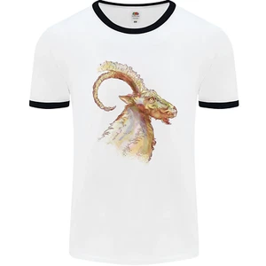 A Acuarela Cabra Granja Hombre Ringer Camiseta - Imagen 1 de 5