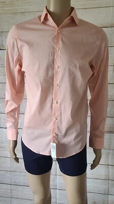 РЕАКЦИЯ Kenneth Cole Slim Fit мужчин коралл платье рубашка эластичной размер 14,5 32/33 - Изображение 1 из 4