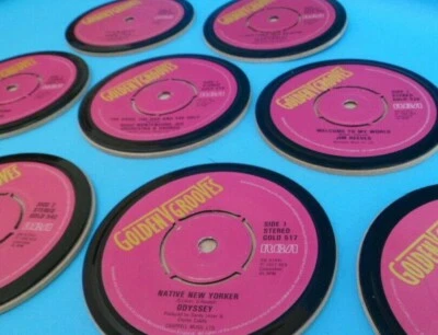Record DRINKS COASTERS original GOLDEN GROOVES Upcycled Vinyl Hit 70's Singles - Image 1 of 4