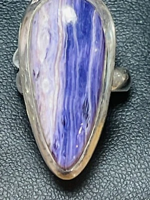 Purple Agate Beautiful sterling silver 925 Elegant Natural Gemstone Ring.size M - Image 1 of 4