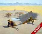 AMERICAN COYBOYS DEFEND THE WATER HOLE WESTERN US OIL PAINTING ART CANVAS PRINT