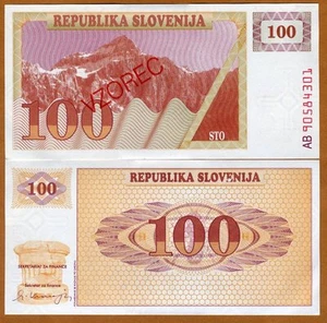 SPECIMEN, Slovenia, 100 (Tolarjev), 1990, P-6s1, UNC - Picture 1 of 1