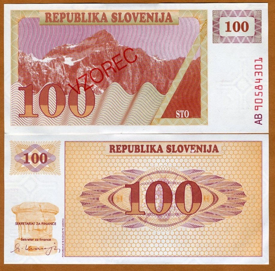 SPECIMEN, Slovenia, 100 (Tolarjev), 1990, P-6s1, UNC - Image 1 of 1