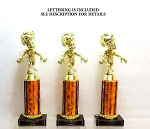 SET OF 3 HALLOWEEN TROPHIES ZOMBIE COSTUME PARTY ...ORANGE - Foto 1 di 2
