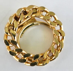 De colección W Alemania Tara Tono Dorado Bordillo Eslabón Cadena Corona Círculo Bufanda Clip 1-3/8" - Imagen 1 de 4