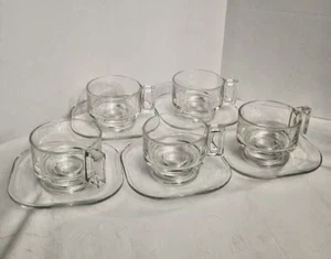 Joe Colombo Italora Arno Italienisch Modernist Glas Kaffeetasse & Untertasse 5er Set - Bild 1 von 4