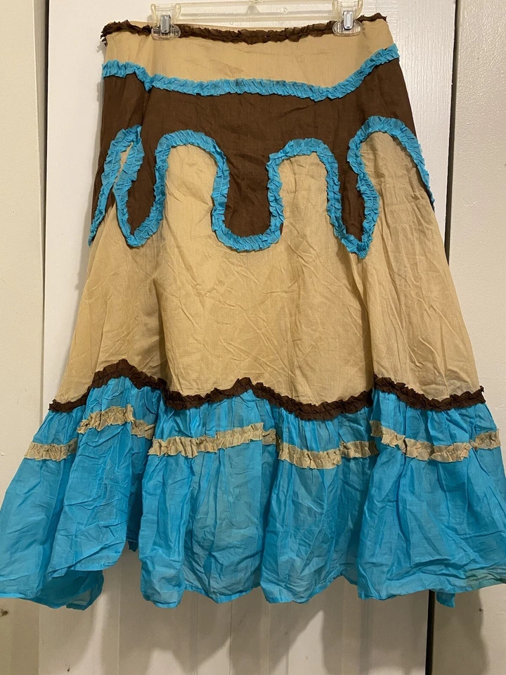 Falda floral para mujer Lulumari talla L acampanada 100 % algodón colorida Foto 1 de 4