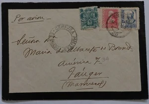 RARE 1938 Spain Mourning Censor Cover ties 3 stamps canc Granada - Bild 1 von 2