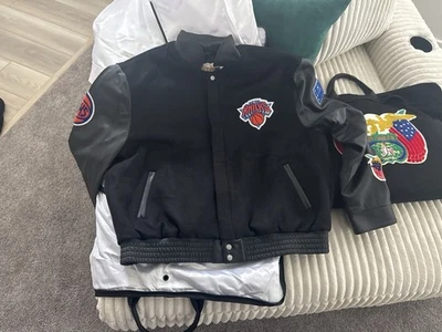 New York Knicks Jeff Hamilton Wool & Leather Full-Snap Varsity Jacket - Black XL - Image 1 of 4