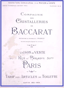 PDF catalogue CRISTALLERIE BACCARAT + 1903 - 1904 + ARTICLES DE TOILETTE cristal - Picture 1 of 12