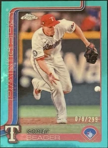 2025 Topps Chrome Aqua #24 Corey Seager /299 - Picture 1 of 3