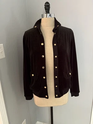 Ralph Lauren Negro Terciopelo Ligero Chaqueta Militar Bombardero Pista Cortavientos Foto 1 de 4