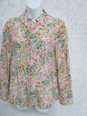 Sportscraft size 10 Pink Silk Floral Long Sleeves Curve Hem Shirt New - image 1 of 4