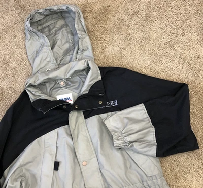 Cintas Jacket Men's Medium Gray Black Nascar Logo Full Zip Coat Hidden Hood - Image 1 of 4