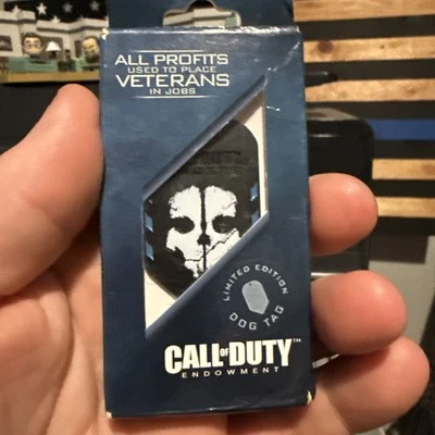 NUEVO EN CAJA BACALAO CALL OF DUTY FANTASMAS METAL ETIQUETA DE PERRO DURADERA CON CADENA COLLAR 14" 7J Foto 1 de 3