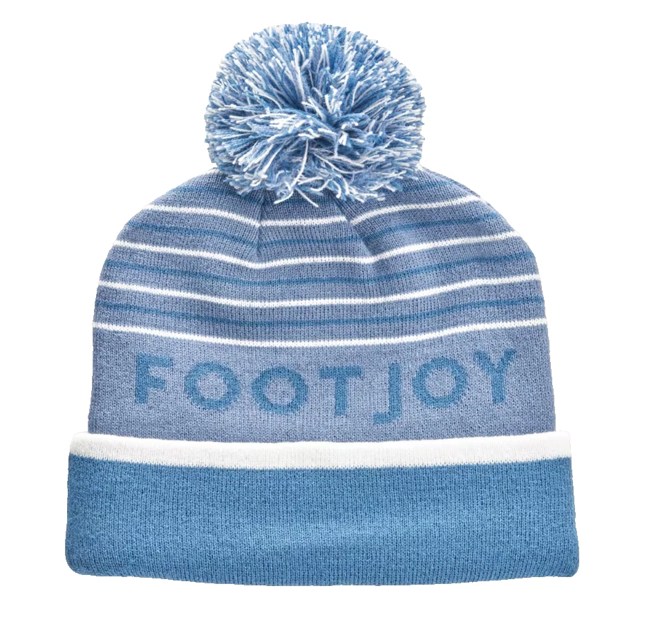 Nuevo gorro tejido FootJoy a rayas azul claro pompón Foto 1 de 1