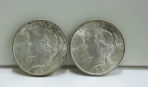 (2) 1922 US Peace Silver $1 Dollars Unc - Picture 1 of 2