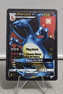 Pokémon Charizard GX 250hp Black Foil Fan Art Sammlerkarte TCG - Bild 1 von 2