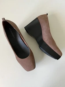 Zapatos de cuña Jeffrey Campbell plataforma talla 8M marrón nobuck usados una vez como nuevos - Imagen 1 de 8