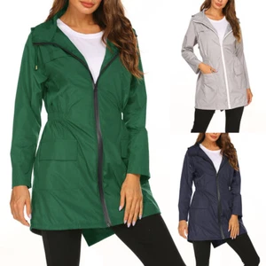 Raincoat Waterproof Jacket Outdoor Jackets Outwear Windbreaker Zipper Solid ∂ - Picture 1 of 17