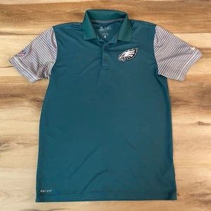 Philadelphia Eagles Polo Shirt Mens Medium Nike Dri Fit Midnight Green - Picture 1 of 9