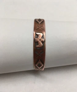 Vintage Bell Trading Post Copper Cuff Bracelet Thunderbird Arrow Stamped - Picture 1 of 17